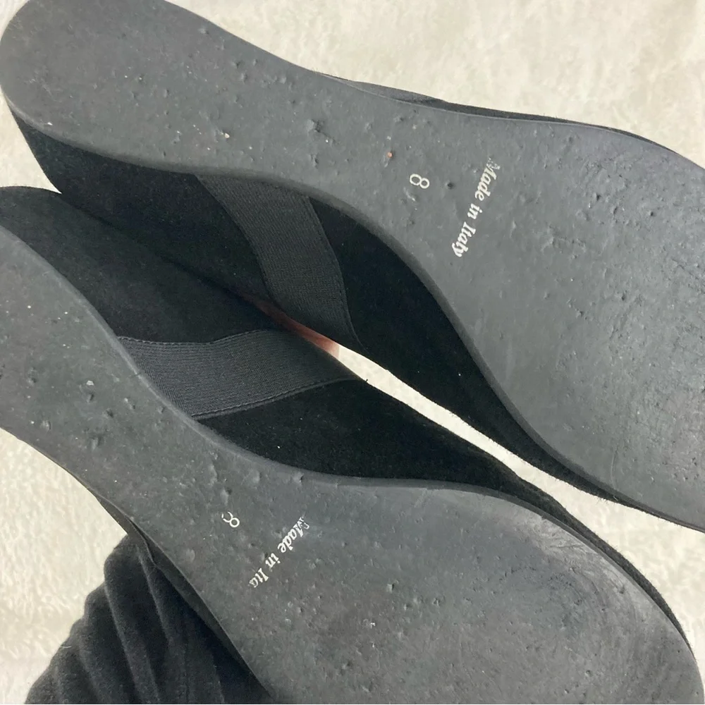 Aquatalia Black Suede Wedge Mary Janes